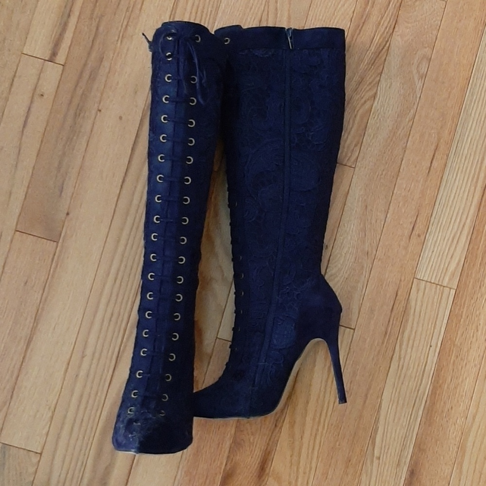 Knee high lace boots